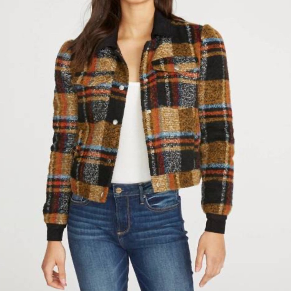 🌸NWOT Driftwood Fireside Puff Sleeve Plaid Jacket small